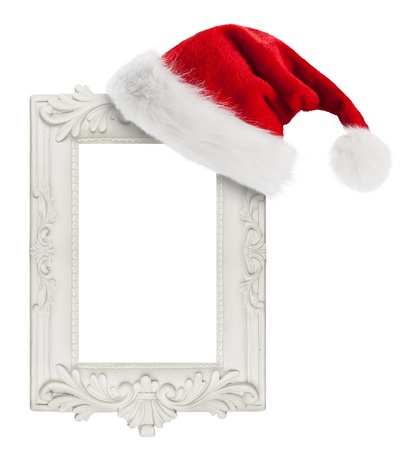 Santa Claus hat hung on the vintage frameの写真素材