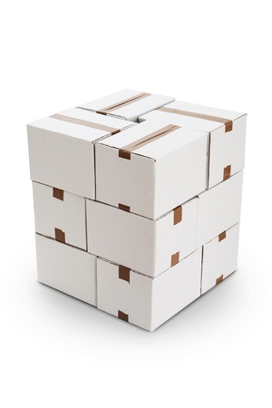 Stacked cardboard boxesの写真素材