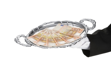 Served money -Money on a trayの写真素材