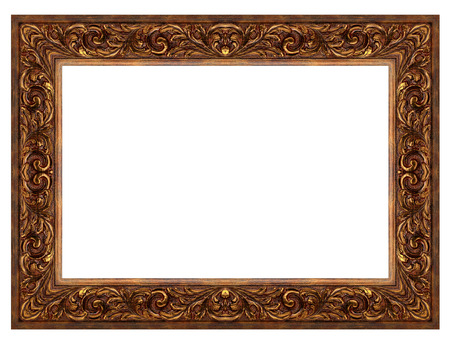 Wooden vintage frame isolated on white background