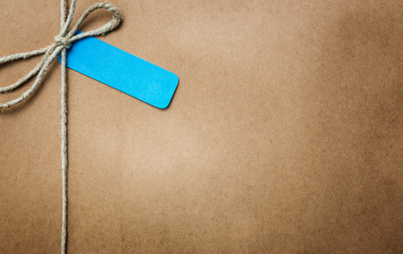 Brown paper parcel with copy spaceの写真素材