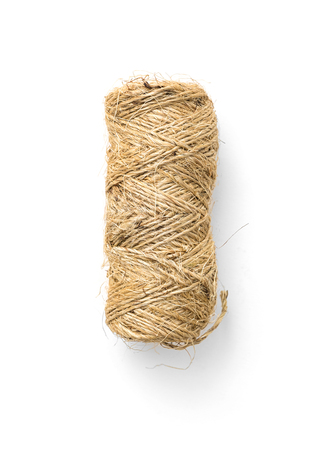 The rope is twisted in a coil on white background
