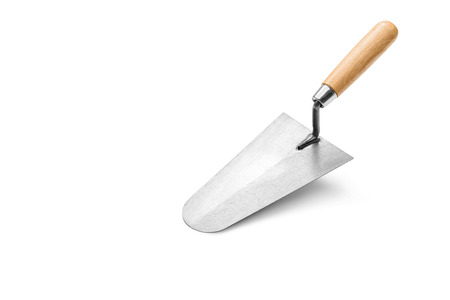 Trowel the mortar on white background, Clipping Pathの写真素材