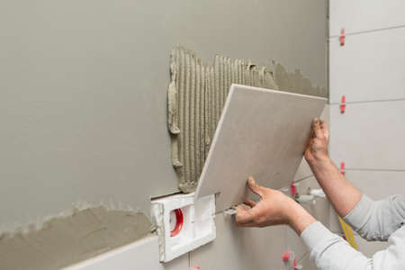 Reconstruction of bathroom or toilet with ceramic tiles