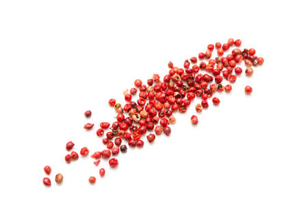 Pink pepper on white background