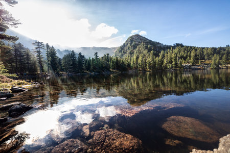 Amazing view of Hrid Lake in the mountains of Montenegroの写真素材