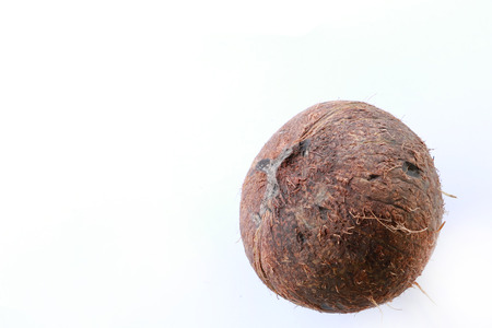 Coconut shell on the white bamckgroundの写真素材