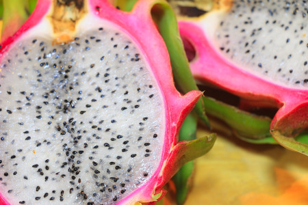 Dragon fruit on the wood tableの写真素材