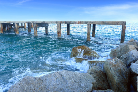 Harbor boat on the sea with afternoon sunlightの写真素材
