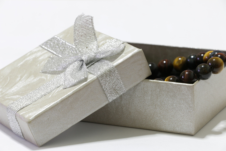 Gift box on the white  backgroundの写真素材