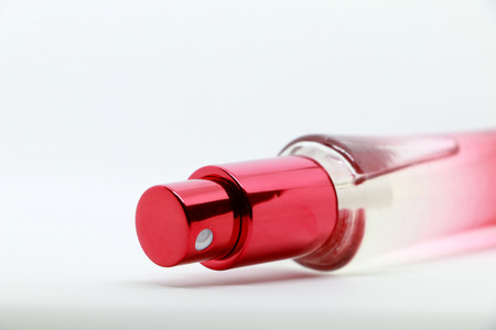 Perfume bottle on the white background. Trendy print. Fashion & Style. Perfume bottlesの写真素材