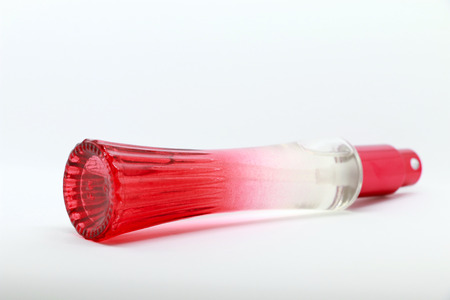 Perfume bottle on the white background. Trendy print. Fashion & Style. Perfume bottlesの写真素材