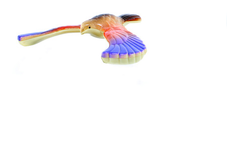 Bird statue, Bird model on the white backgroundの写真素材