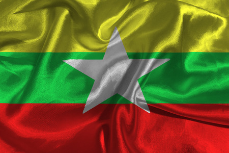 Myanmar flag ,3D Myanmar national flag 3D illustration symbol, Burmaの写真素材
