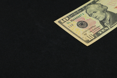 10US dollar money on the black backgroundの写真素材