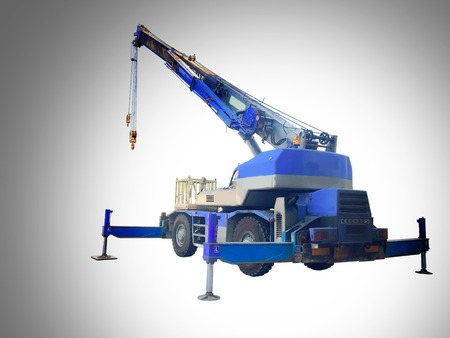 Crane car on the white backgroundの写真素材