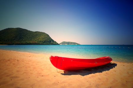 Canoe boat on the beachの写真素材