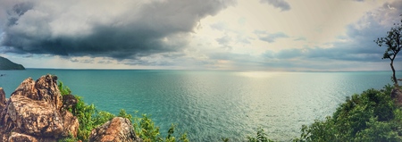 Cliff in front of the sea with landscape panorama style - Noen-nangphaya view pointの写真素材