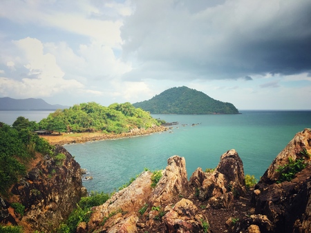 Cliff in front of the sea with landscape style - Noen-nangphaya view pointの写真素材