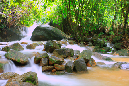 Beautiful Waterfall in the thailand forest.の写真素材