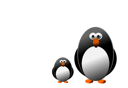 Penguin and family isolated on the white backgroundの写真素材