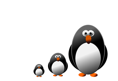 Penguin and family isolated on the white backgroundの写真素材