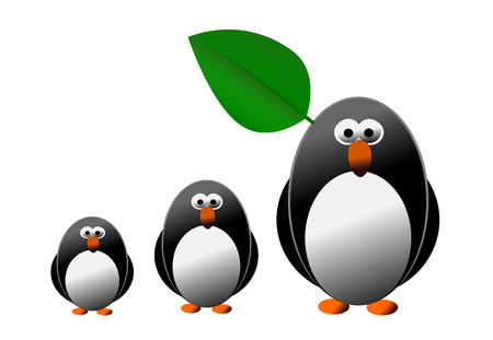 Penguin and family isolated on the white backgroundの写真素材