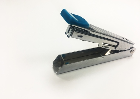 Stationary office tool on the white paper background. Office tool. Paper clip on the white background-Office tool.の写真素材