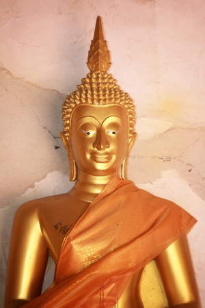 Buddha image god within gold colored in the ayutthaya historical park Thailandの写真素材