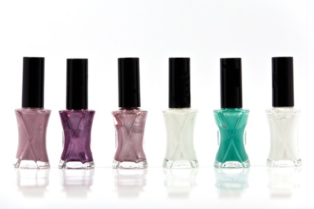 nail polish bottles on a white background.の写真素材
