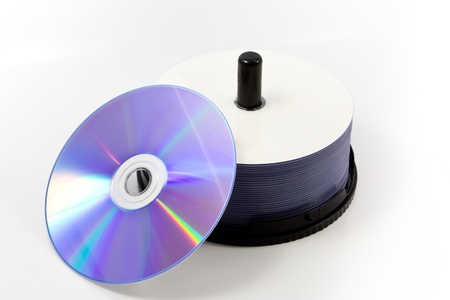Many blank DVD disc on a white background の写真素材