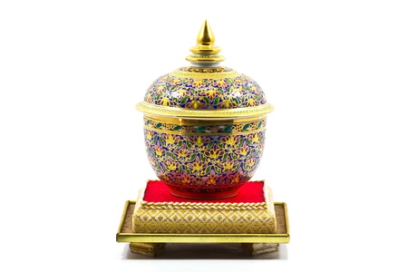 Benjarong porcelain on White backgroundの写真素材