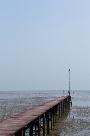 Wooden jetty walkway to the seaの写真素材
