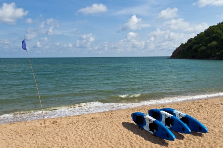 Kayaking on the beach.の写真素材