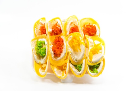 Thailand dessert made ââof dough stuffed with cheese and coconut.の写真素材