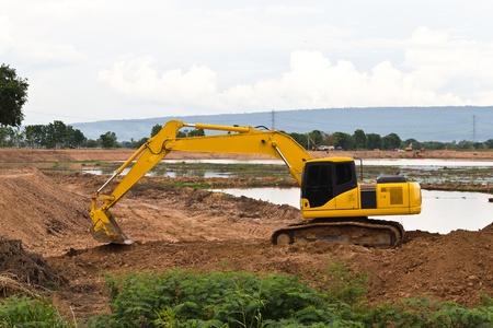 Backhoe working on a construction site.の写真素材