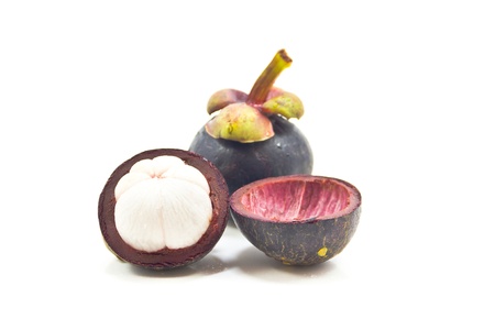 Mangosteen on white background の写真素材