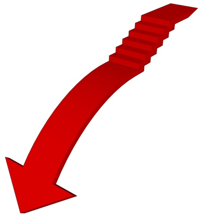 Red arrows on a white background の写真素材