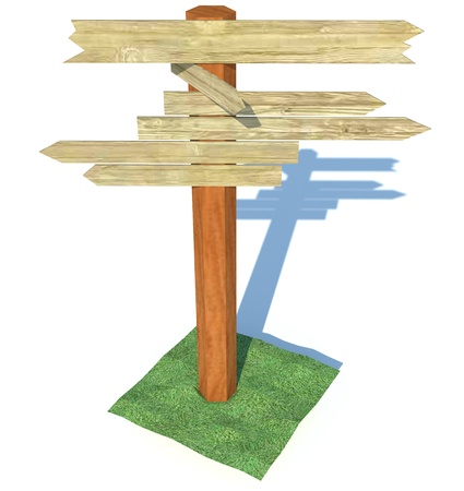 Wooden sign on a white background Creation of computer programs の写真素材