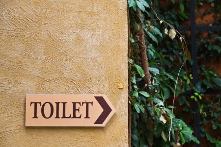 Signs to the toilet made of wood の写真素材