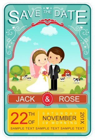 Cute Vintage Wedding Invitation Card Illustratorのイラスト素材