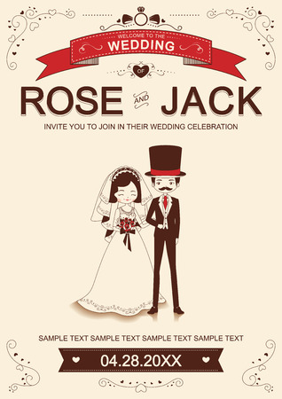 Vintage Wedding Invitation Card Vector/Illustratorのイラスト素材