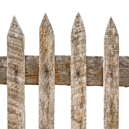 the wooden fence on white backgroundの写真素材