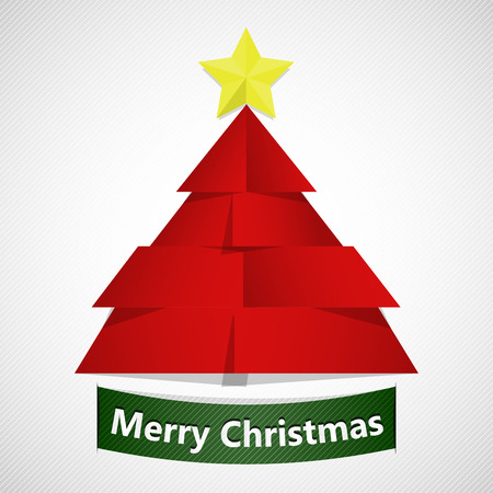 Merry Christmas Paper Art Concept. Xmas Festival. Vector Illustration.のイラスト素材