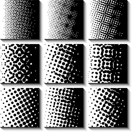 9 Halftone Collection. Black Pattern Design. Vector Illustration.のイラスト素材