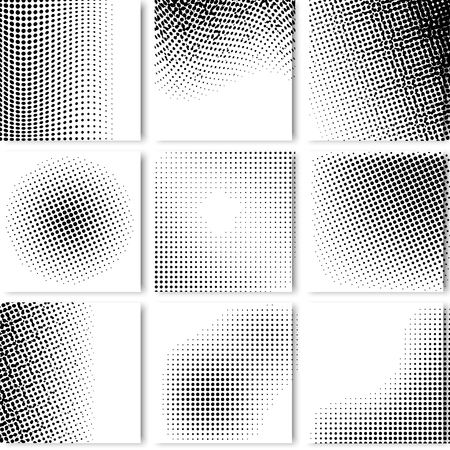 9 Halftone Collection. Black Pattern Design. Vector Illustration.のイラスト素材