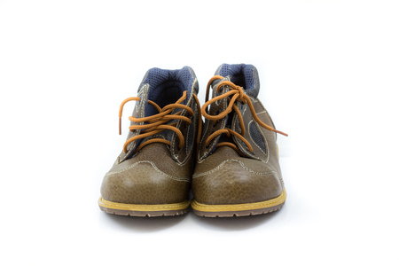 Brown safety shoe  isolated on whiteの写真素材
