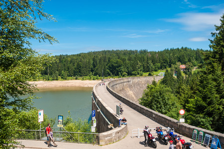 Dam at the Schwarzenbachtalsperre storage lake Forbach Black Forest BadenWuerttemberg Germany Europeのeditorial素材