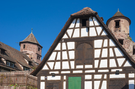 Historical half-timbered houses in the former monastery Hirsau in the Black Forest, Baden-Wurttemberg, Germany, Europeの写真素材