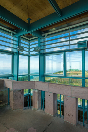 SEEBACH, GERMANY - September 6, 2009: Viewing platform of the historic tower on the Hornisgrinde, Hornisgrindetower, Black Forest, Baden-Wurttemberg, Germany, Europeのeditorial素材